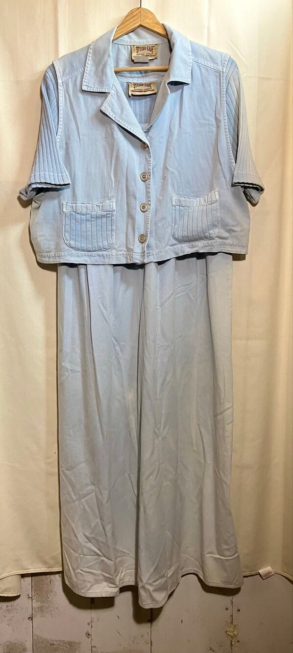 Studio Ease Clothing Company Blue Dress W/Matching Vest Woman’s Size 18W.